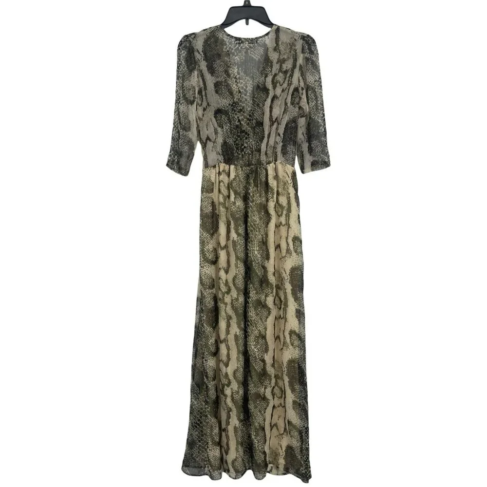 NEW Lovers + Friends Womens Chiffon Snakeskin Maxi Dress - Picture 3 of 8